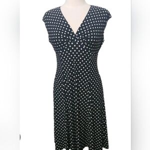 Chaps Black and White Polka Dot Midi XL EUC Dress